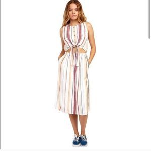 NWT RVCA Arizona Woven Stripe Linen Dress